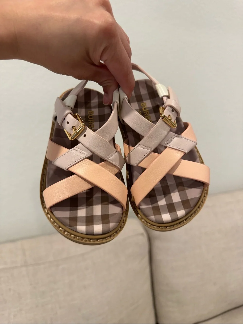 Burberry Pink & Peach Crisscross Kids Sandals